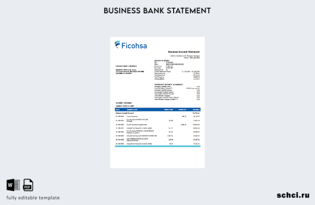 цифровая загрузка выписки по банковскому счету Banco Ficohsa в формате Word и PD